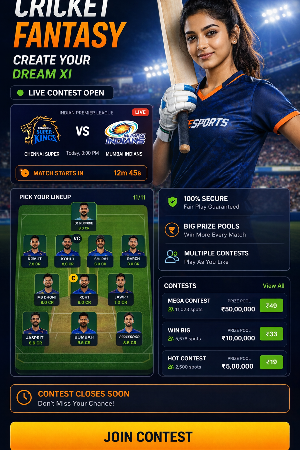 Come Play Zone cricket matchday visual